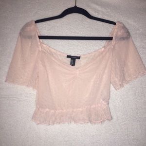 Pink mesh crop top